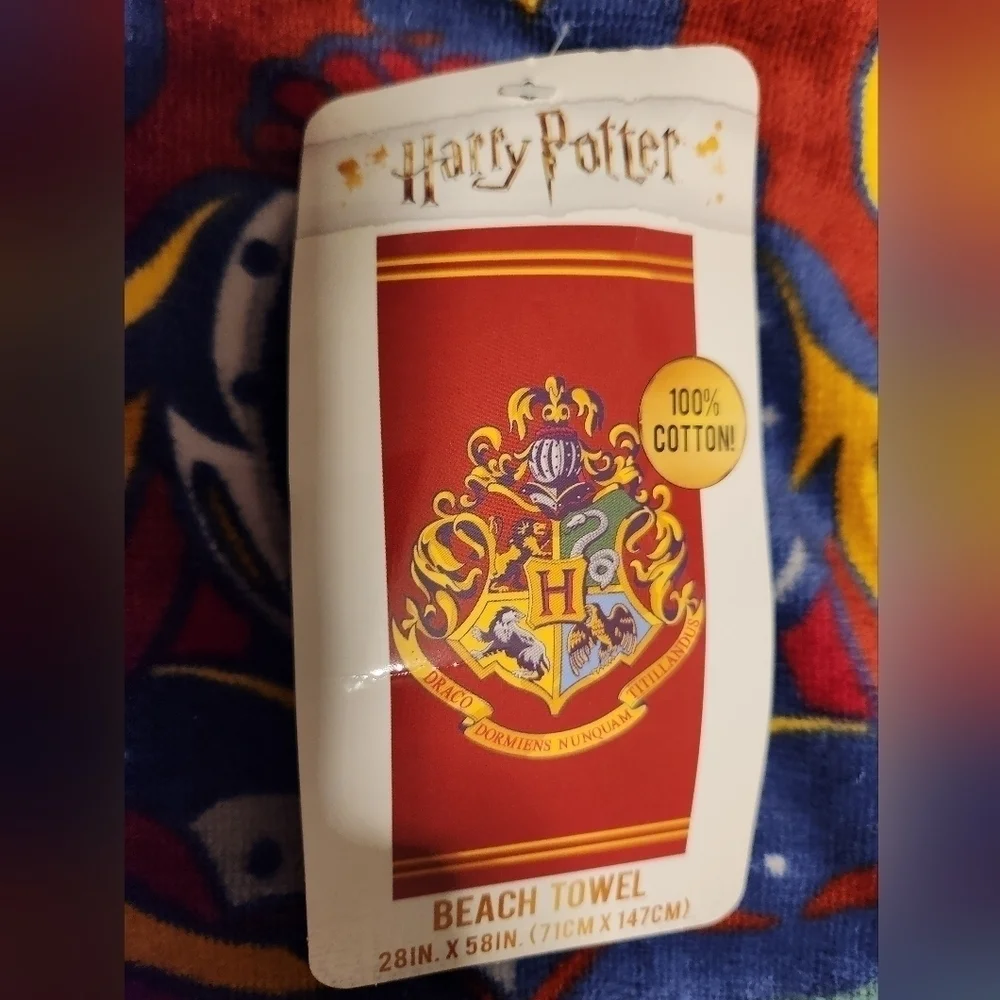 Harry Potter Beach Towel Crest Hogwarts Burgundy Gryffindor Hufflepuff 58